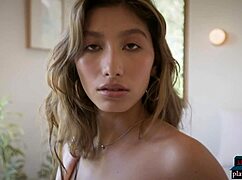 Middle eastern beauty with big natural tits does solo softcore
