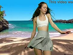 Shes dancing on the beach without panties