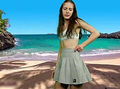 Shes dancing on the beach without panties