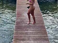 micro bikini on her body