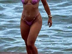 micro bikini on her body