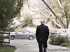 Stunning shemale receives strong attention outdoors