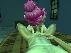 Pink haired sims girl enjoys group fun