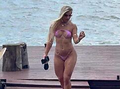 micro bikini on her body
