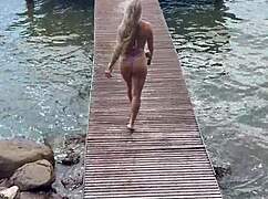 micro bikini on her body