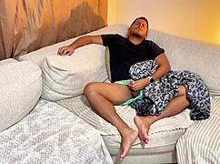 mommy and step son share a couch together