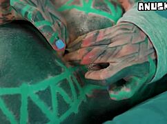 skinny tattooed sluts anal masturbation fingering and toys stretch her tight asshole