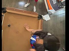 Cheerleader fucks hard at the pool hall