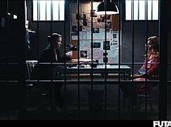 Agatha Vega tg prison fuck leaves horny shemale detective moaning from latina blowjob