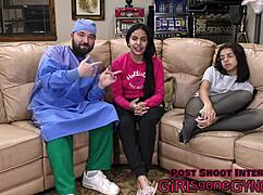 latina neighbor alix avery gets first gyno exam with gloves and spreading