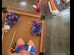 Cheerleader fucks hard at the pool hall