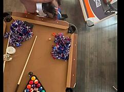 Cheerleader fucks hard at the pool hall
