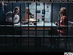 Agatha Vega tg prison fuck leaves horny shemale detective moaning from latina blowjob
