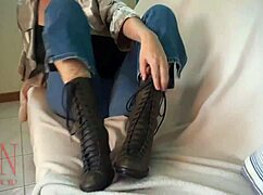 milf slave submits in boots and heels for domination