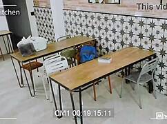 Squirting Brunette Nearly Caught Fucking By Janitor