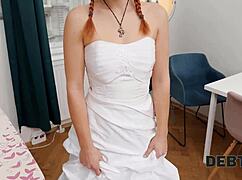 Redhead Bride Gets Every Hole Used For Debts
