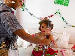 pretty girl reaches intense anal orgasm using double toys