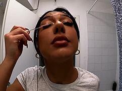 Super Hot Very Beautiful Brunette College Girl In Her Dorm Room Prepares For Going Out