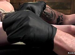 Brunette finds herself in strict bondage today