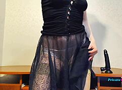 russian milf uses anal dildo and squirts hard