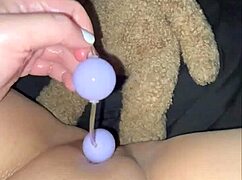 Arabian snowwhite fucks herself with glass dildo