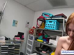 Redhead Shoplifter Gives Blowjob To Officers Bbc