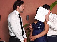Wow interview turns wild with double penetration for lina 😏