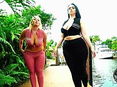 Baddie brunettes fuck with big black dildo?