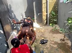 bts shows ebony thick mom grinding and riding bbc in backyard