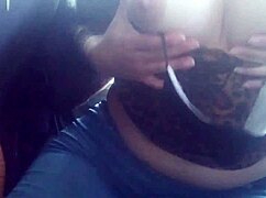 Latina flashes tits and ass on the public bus