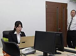 japanese office lady rides her boss