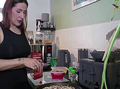 healthier homemade pizza made in kitchen