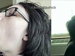 18yo emo dream girl gwen shows off impossibly sloppy deepthroat and ball sucking