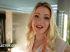 Petite blonde mature milf strips naked to flaunt perky small tits
