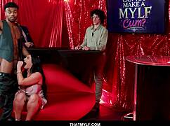 Milf competes in squirting contest on tv