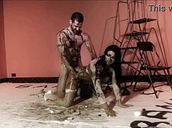 big boobed brunette jodi james covered in chocolate