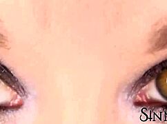 sinn sage highlights beautiful hazel eyes in close up for camera view