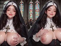 Naughty Italian nun fucked by huge cock in cute outfit