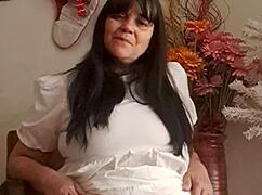 Stepmom shows off her big natural tits for you in lingerie