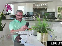 Lilith grace teases stepdad using stepmoms phone with feet