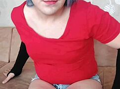 Shorts outfit booty slutty sissy 😏 what a cute transsexual solo look