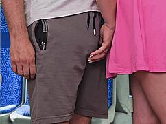 he finishes hard on her dress in public